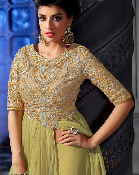 Designer Embroidered Anarkali:atisundar divine Lemon Green Anarkali - 8461 - atisundar - 3 - click to zoom