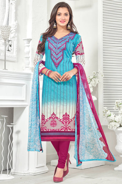 Designer Straight Cut:atisundar fascinating Sky Blue Designer Party Wear Straight Cut With Heavy Embroidary - 12676 - click to zoom