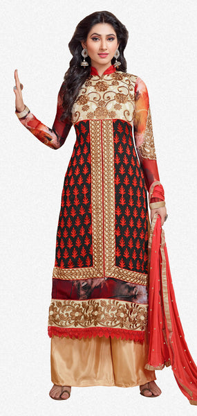 Designer Straight Cut Suit:atisundar fair Black And Red Designer Straight Cut - 6661 - atisundar - 2 - click to zoom