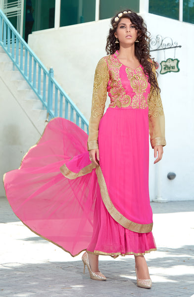 Designer Anarkali:atisundar bewitching Pink Anarkali - 8373 - atisundar - 2 - click to zoom