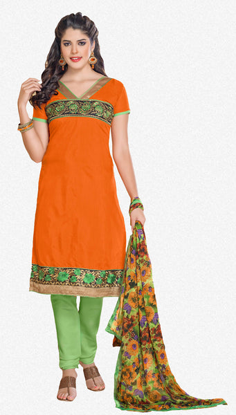 Chanderi Cotton Suits:atisundar admirable in Orange - 5687 - atisundar - 2 - click to zoom