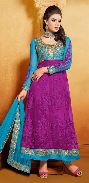 Designer Lehenga:atisundar Great Velvet Lehenga in Sky - 6711 - atisundar - 5 - click to zoom
