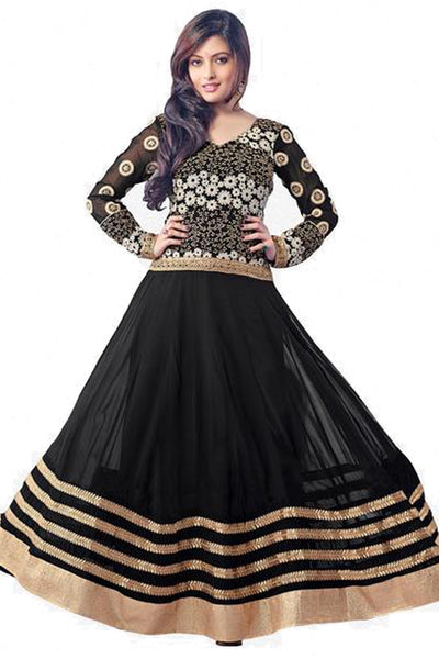 Designer Partywear Anarkali:atisundar refined Black embroidered Party Wear Anarkali - 7151 - click to zoom