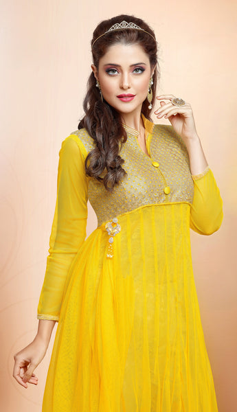 Designer Gown Style Suit:atisundar bewitching Yellow Anarkali - 7540 - atisundar - 4 - click to zoom