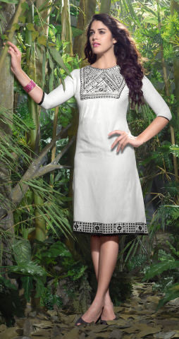 Designer Partywear Tops:atisundar delicate Linen Designer Embroidered Party wear Top in White - 6867 - atisundar - 1 - click to zoom