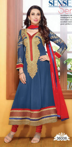 Designer Party Wear Semi Stiched Anarkalis:atisundar angelic 60 Georgette Designer Semi-stitched Party Wear Anarkalis in Blue - 5820 - atisundar - 1 - click to zoom