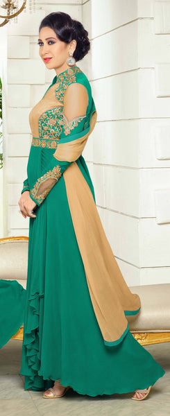 Designer Embroidered Anarkali and Straight Cut Suit:atisundar classy Green Designer Embroidered Suits - 9110 - atisundar - 2 - click to zoom