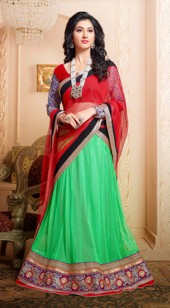 Disha Parmar Lehenga Collection:atisundar Beautiful Velvet Lehenga in Red - 6833 - atisundar - 3 - click to zoom
