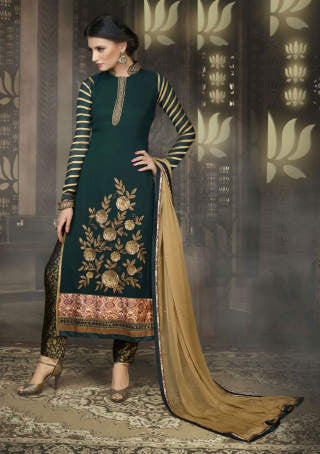 Designer Straight Cut:atisundar exquisite Sea Green Designer Straight Cut - 8404 - atisundar - 1 - click to zoom