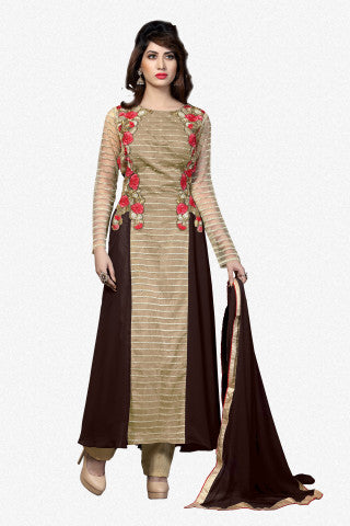 Designer Straight Cut:atisundar superb Brown And Beige Designer Straight Cut - 8627 - atisundar - 1 - click to zoom