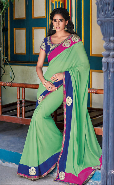 Kavya:atisundar   enticing Designer Embroidery Saree in Green  - 4722 - click to zoom