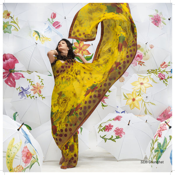 Jhoomta Sawan Designer Printed Saree Collection:atisundar exquisite Designer Printed Saree in Golden Yellow - 5324 - atisundar - 3 - click to zoom