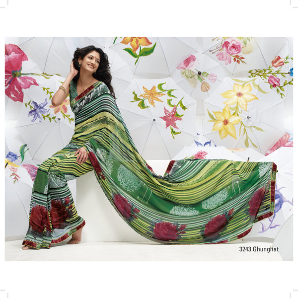 Jhoomta Sawan Designer Printed Saree Collection:atisundar resplendent Designer Printed Saree in Green - 5328 - atisundar - 3 - click to zoom