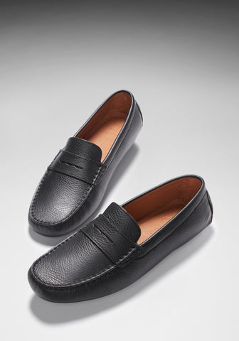 hugs and co mens driving loafers black leather