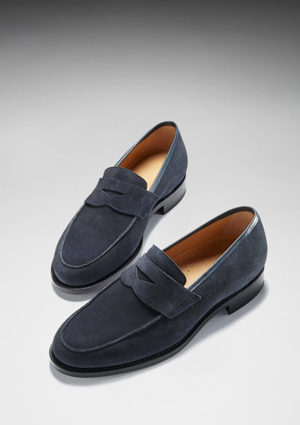 blue suede loafers hugs and co