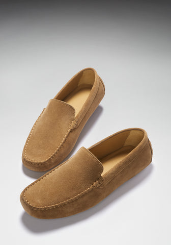 hugs and co mens driving loafers tobacco suede