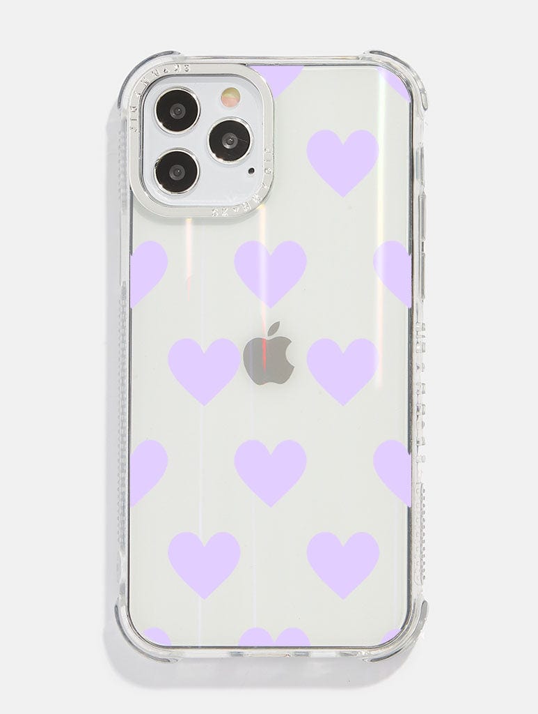 Lilac Heart Holo Shock i Phone Case, i Phone 14 Plus Case