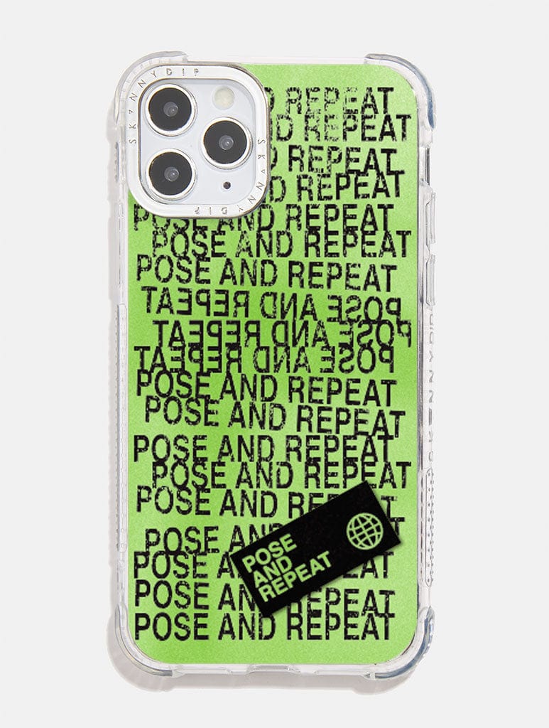 Pose & Repeat Mirror Text Shock i Phone Case, i Phone 14 Case