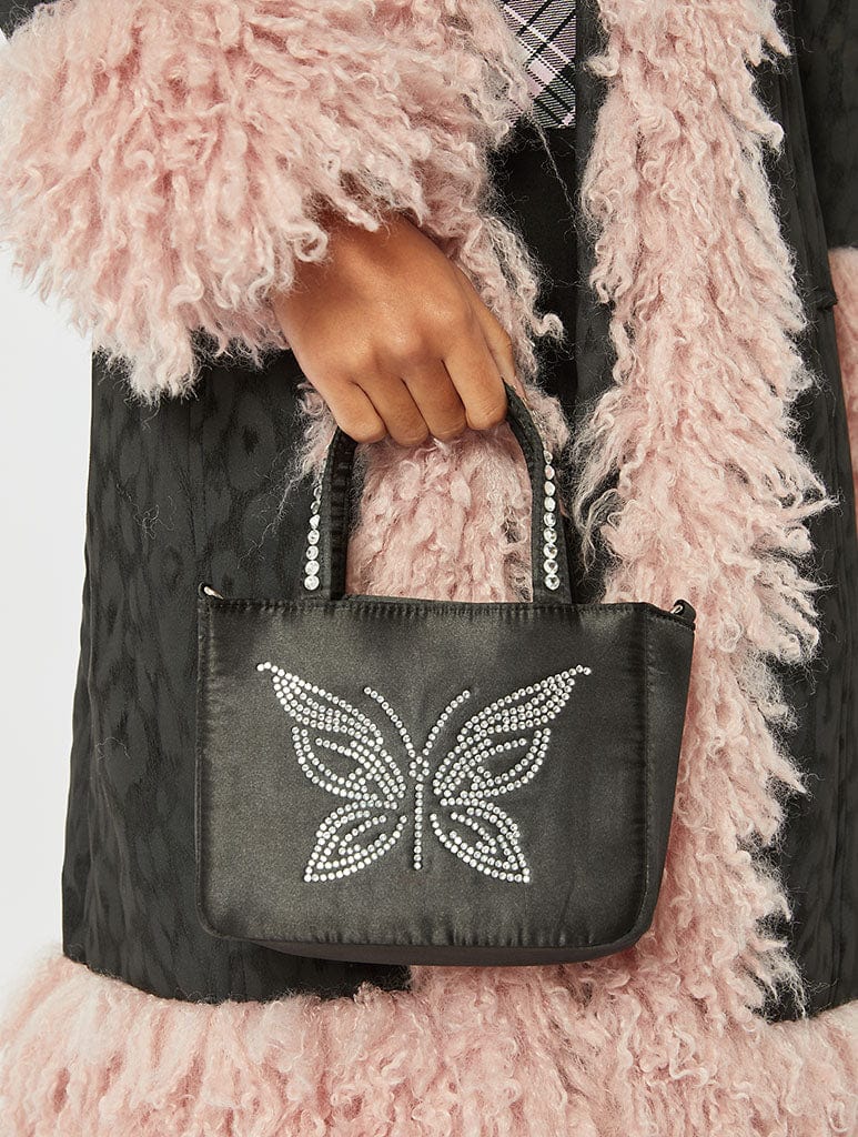 Evie Noir Bling Butterfly Tote Bag