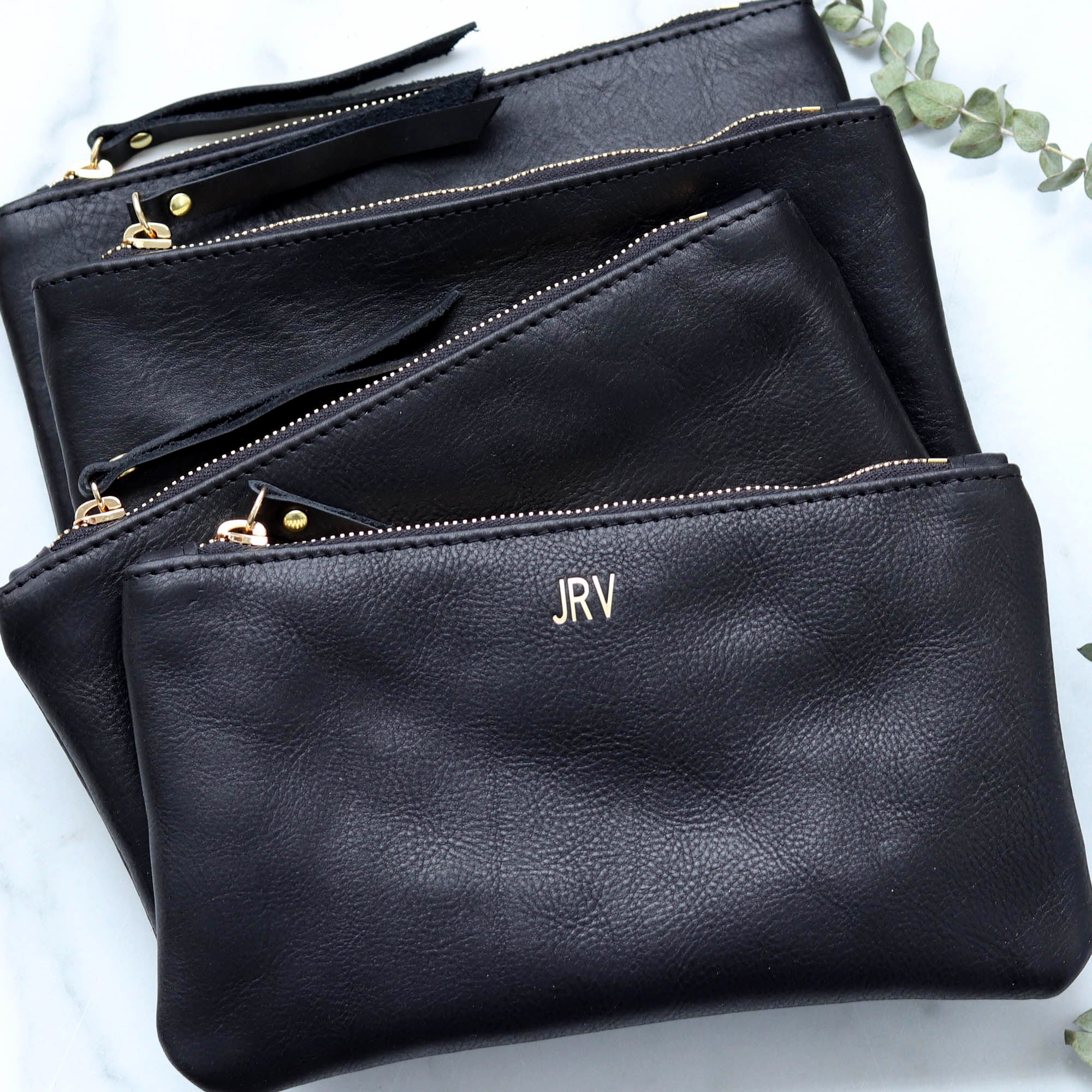 monogrammed leather clutch purse