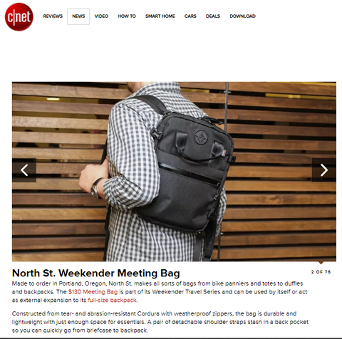 Weekender Meeting Bag featured in Best Laptop Bags and Backpacks CNET