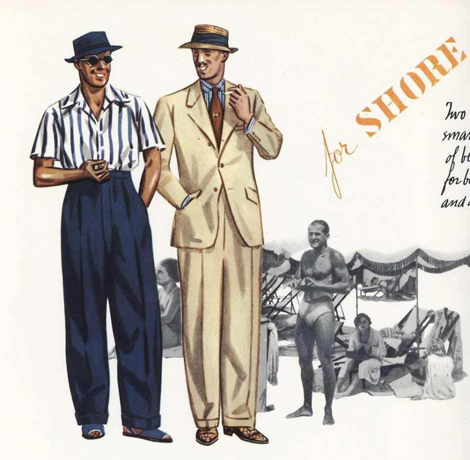 Old advertisement showing pointed flat-collared shirts from the 1930s