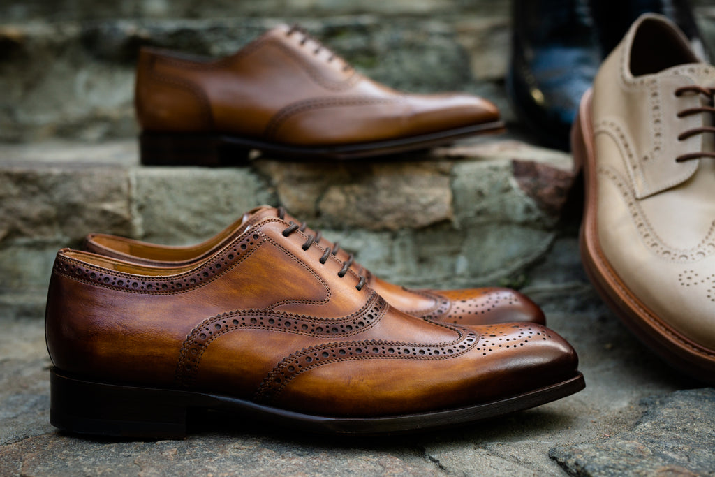 Brogue wingtip shoes from the side