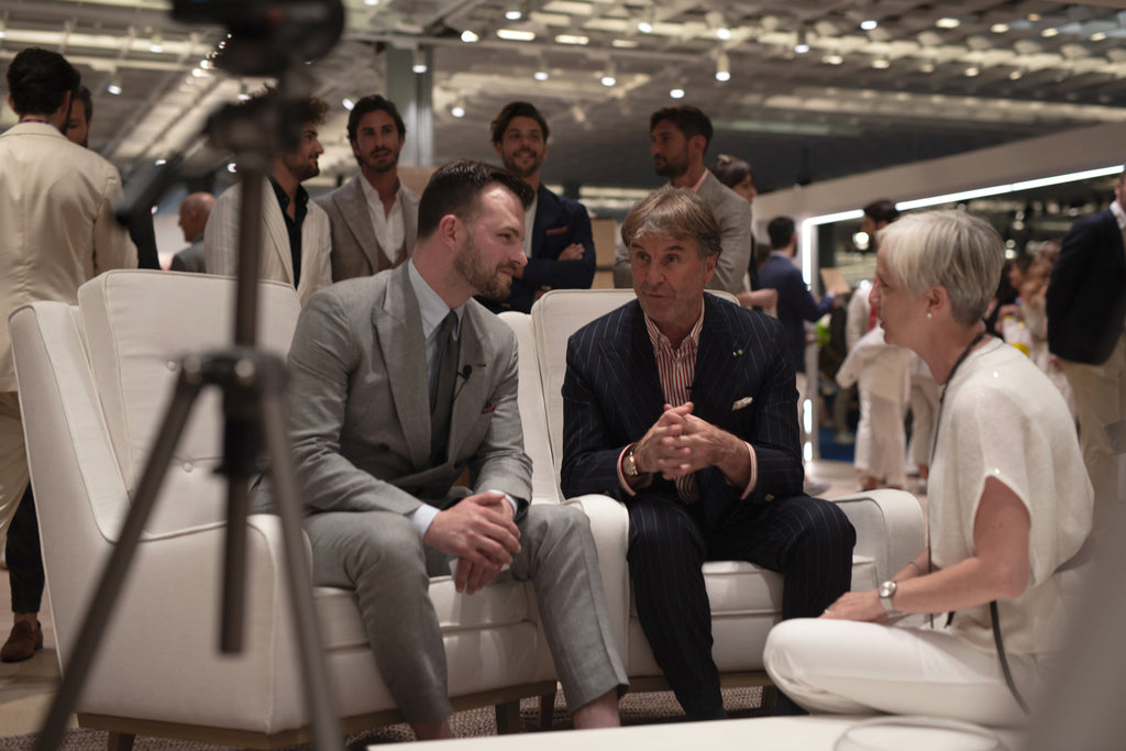 Chad Helm and Brunello Cucinelli talking at Pitti Uomo