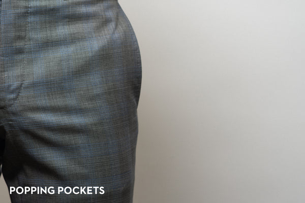 dress pant pockets popping on trousers that are too tight