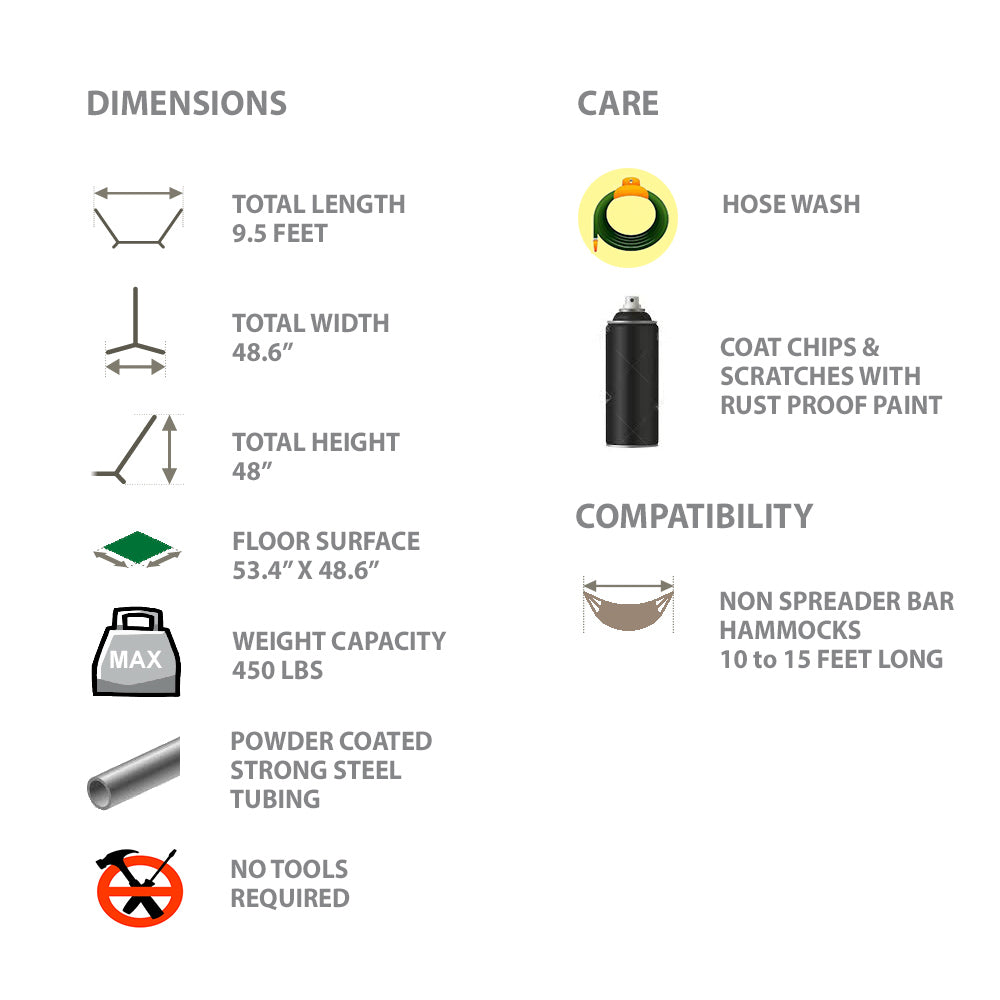 UNIVERSAL HAMMOCK STAND SPECS