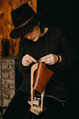veg tan leather goods stitched by hand