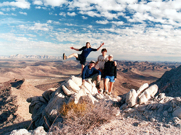 The whole gang on the cliff.