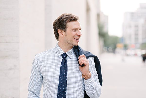 For a business capsule wardrobe, I wear the Meridian Travel Shirt and the Gramercy Blazer as a cool, comfortable option.
