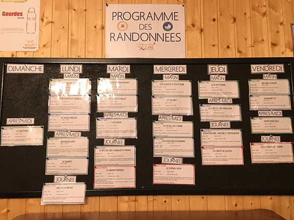 Board of activities at a Colonie de Vacances