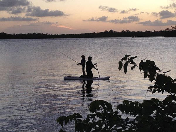 Jules and I paddleboard fishing.