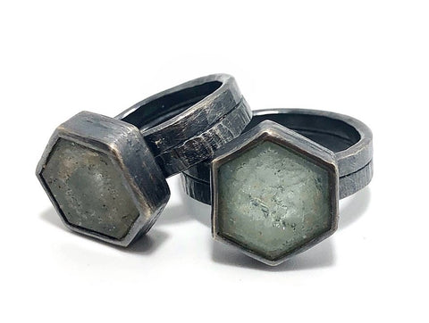 His & Hers Aquamarine engagement ring.  Handmade and magically crafted by Alex Lozier Jewelry.