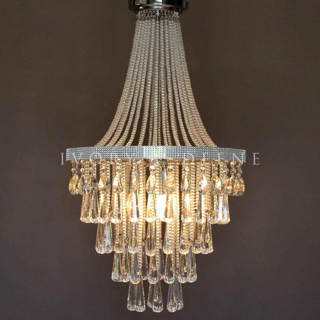 OLIVIA Staircase Chandelier Crystal Pendant Chrome French Empire 