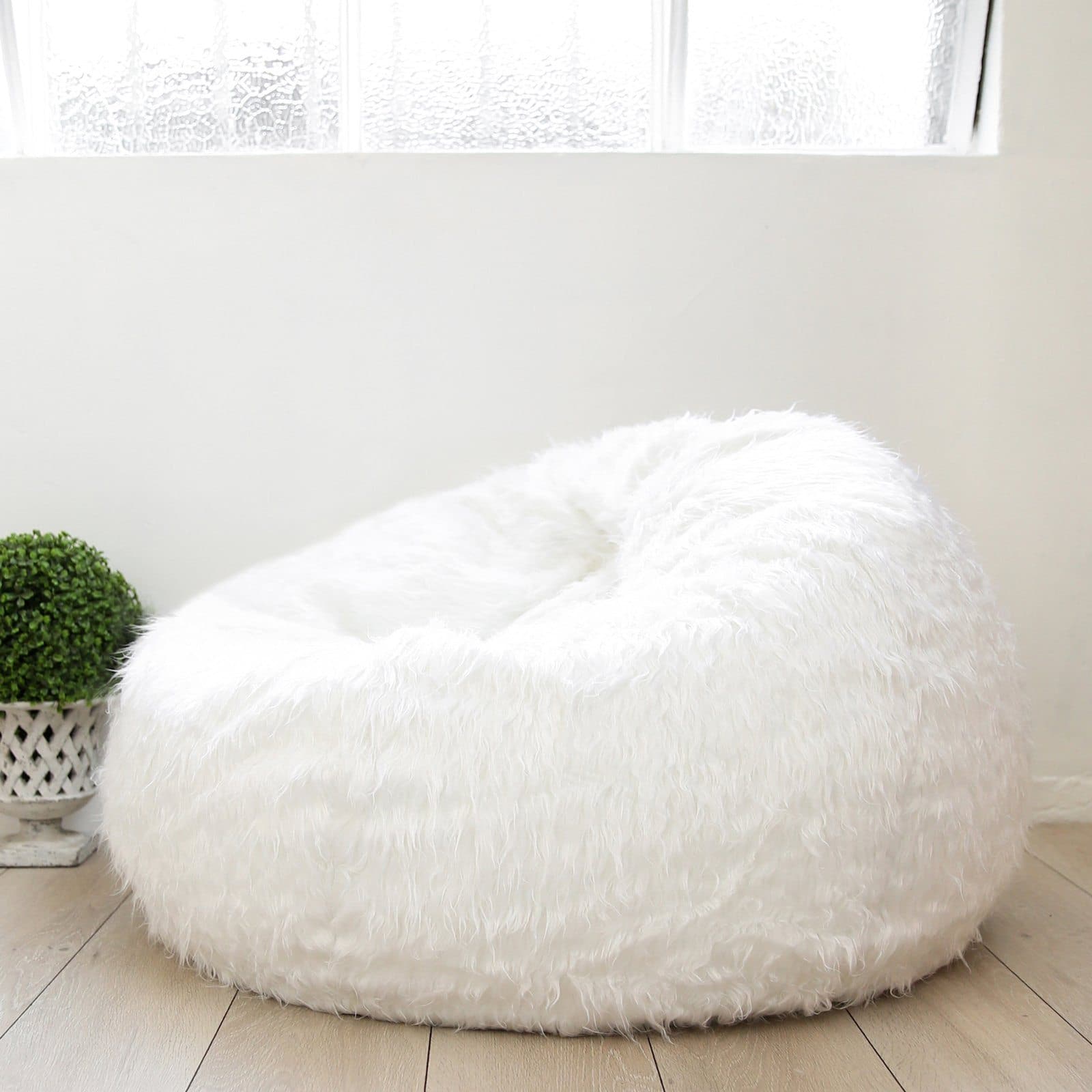 Fur Bean Bag - White | Ivory & Deene – Ivory & Deene Pty Ltd