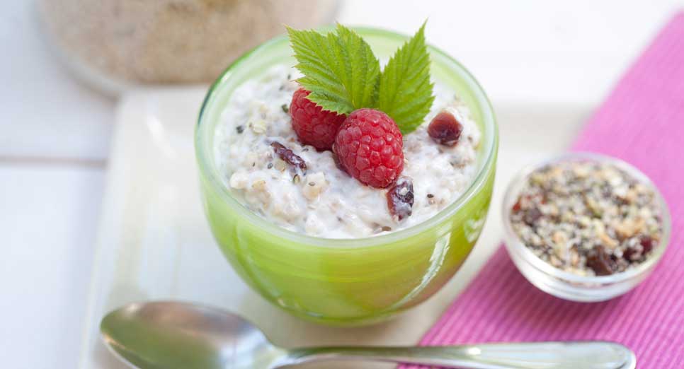 High Fiber Gluten Free breakfast cereal with yogurt