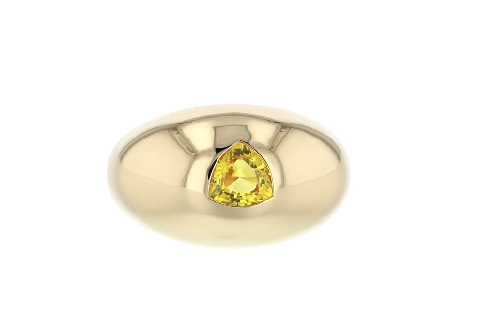 One-of-A-Kind Dome Ring with Yellow Sapphire Trillion