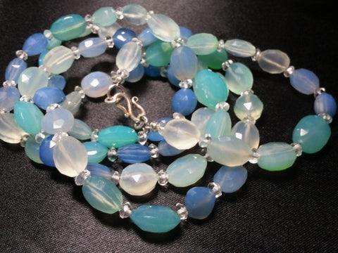 Blue Chalcedony, Silver Necklace