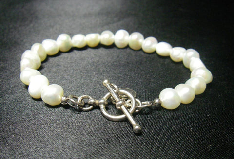 White Pearl, Sterling Silver Bracelet