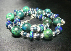 Azure, Malachite, Pearl Necklace