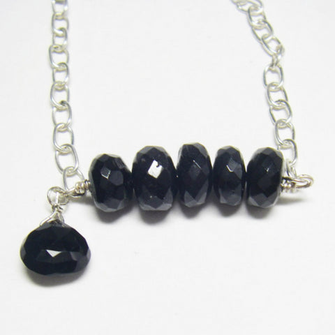 Black Tourmaline, Onyx, Silver Necklace