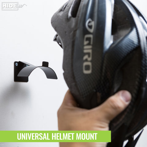 HIDEit Universal Helmet Mount wall mounts your sports helmets.