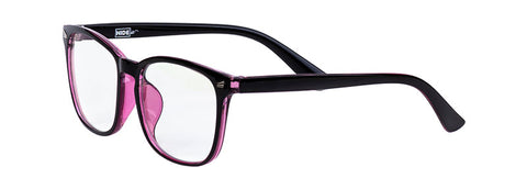 HIDEit blue light blocking gaming glasses in black pink frames with clear lenses