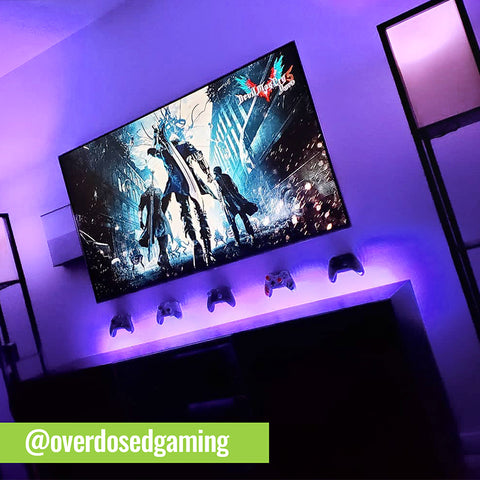 Gaming setup using five HIDEit Uni-C controller mounts and Xbox 1S wall mount