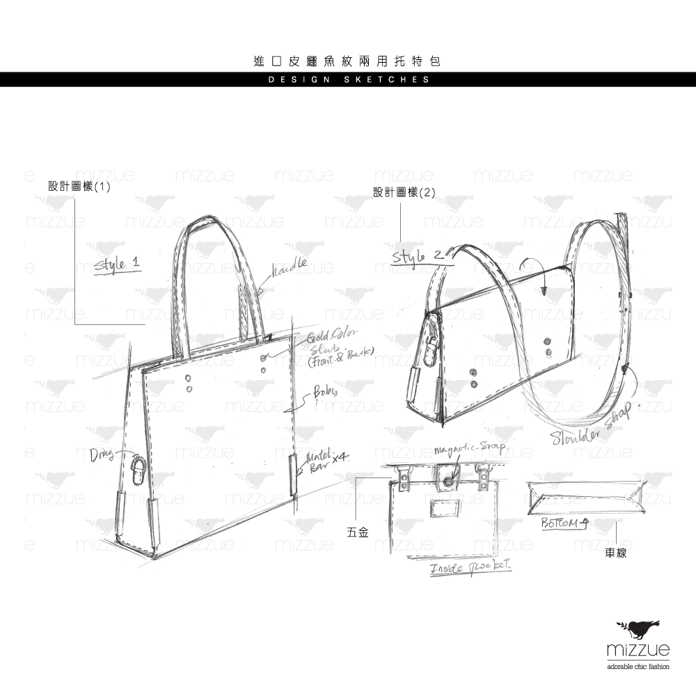 杏紫色进口皮鳄鱼纹三用托特包