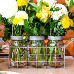 candy buffet table with flowers