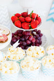 Popcorn and Fruit.  Popcorn Buffet.